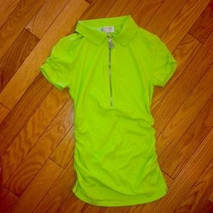 Lime green ruched polo